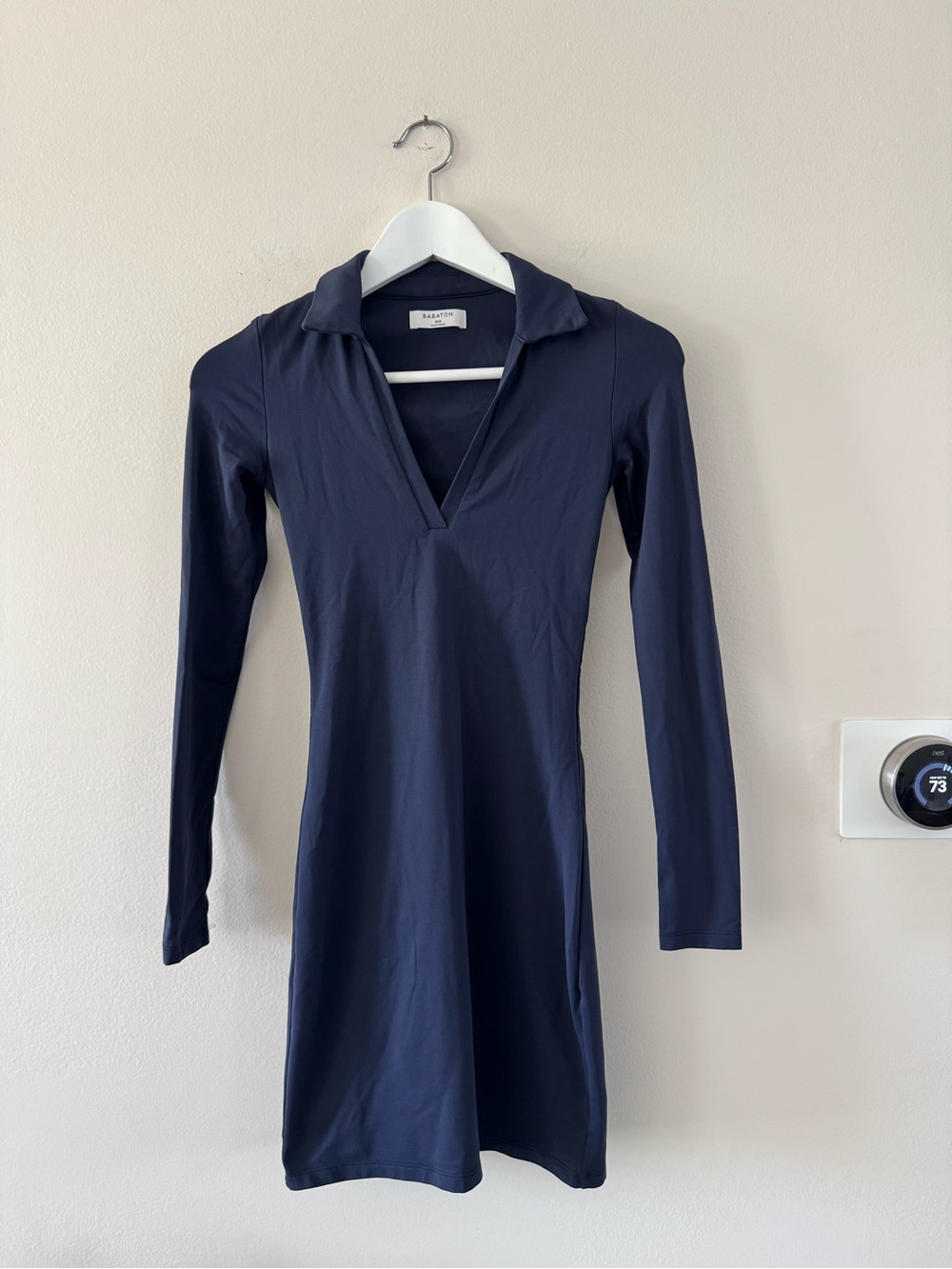 Aritzia Babaton Contour - Navy Long Sleeve V-Neck Polo Dress